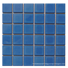 48X48mm Decorative Porcelain Swimming Pool Blue Tile Mosaic